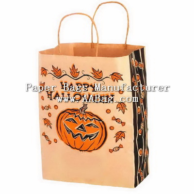 Customizable Natural kraft paper gift bag with Halloween Theme