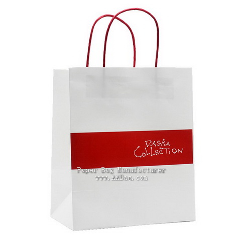 Custom Paper Shopping Bag with match color twist paper handle