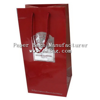 Paper double bottle Bag with silver Brand Design