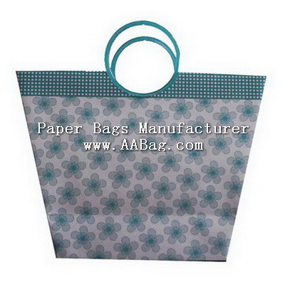 Custom Gift Paper Bag with Plastic circle Shape: Trapezia
