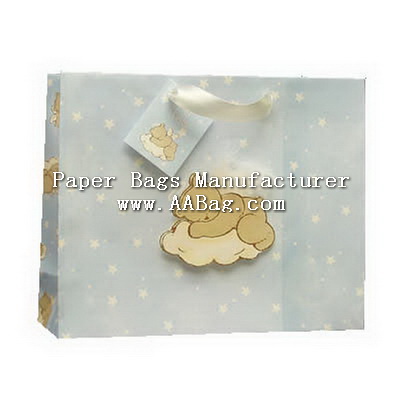 Cute Custom Paper Bag with 3D Bear for Baby clothing Shopping