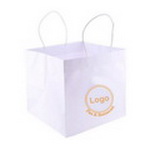 Natural White Kraft Wide Gusset Take away Bags with Custom logo for Pizza/Bakery box delivery(Mocku)