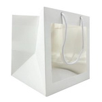 Custom Flowers Gift Packaging White Paper Bags with PVC Clear Windows