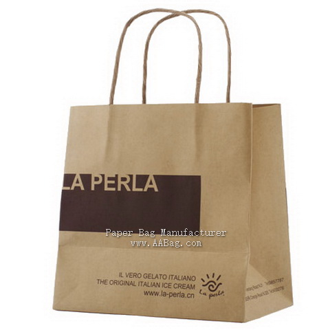 Custom Brown kraft Paper Bags with Twist Paper handle for food Packaging