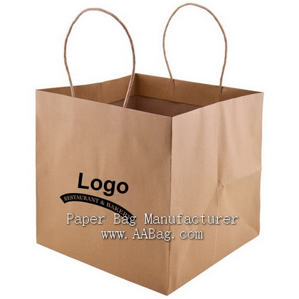 Natural Brown Kraft Wide Gusset Take-Out Bags with Customize logo for Pizza box delivery