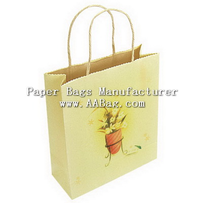 Custom white kraft Paper Bag with Twisted Paper Rope;Eco-friendly(small design)