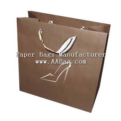 Brown Kraft Paper Bag with Custom Design for Shoe Box